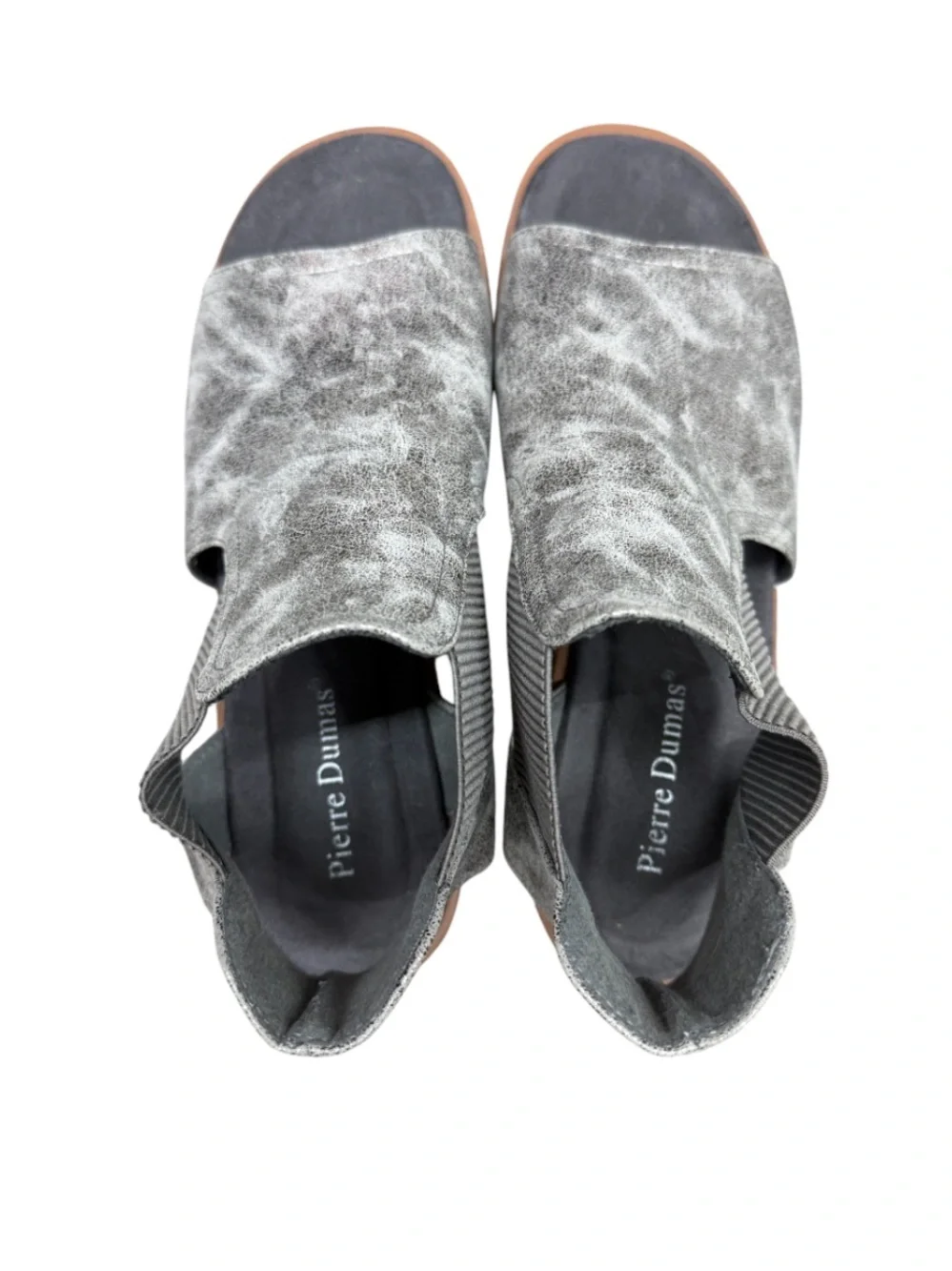 Distressed Metallic Silver Open Toe Platform Sandals Cutout Ankle Booties
